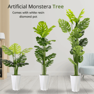 Artificial Monstera Plant With White Pot