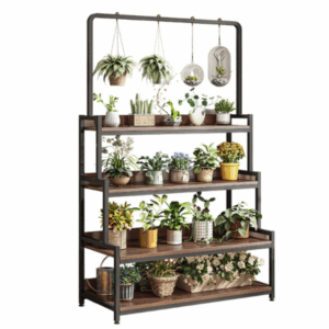 4-Tier Plant Rack Brown 180cm Height