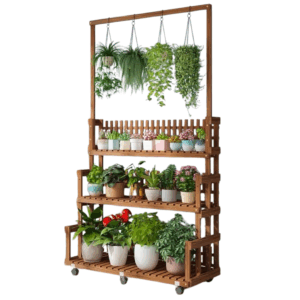 3 Tier Wooden plant rack 186cm Tall