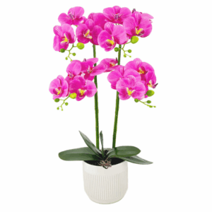 Artificial Orchid 4 Stalks In Ceramic White Pot