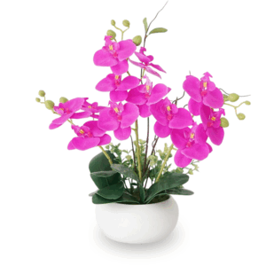 Artificial Orchid in Short Cylindrical Ceramic Pot (35cm)