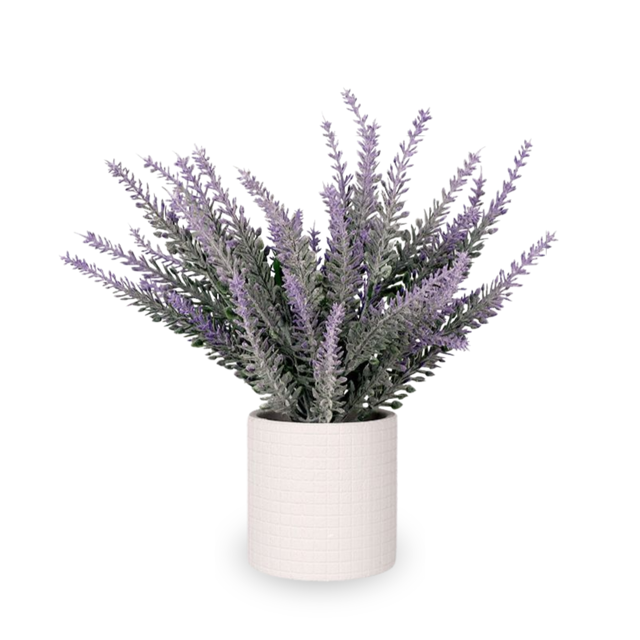 Artificial Small Lavender Table Plant in White Pulp Pot