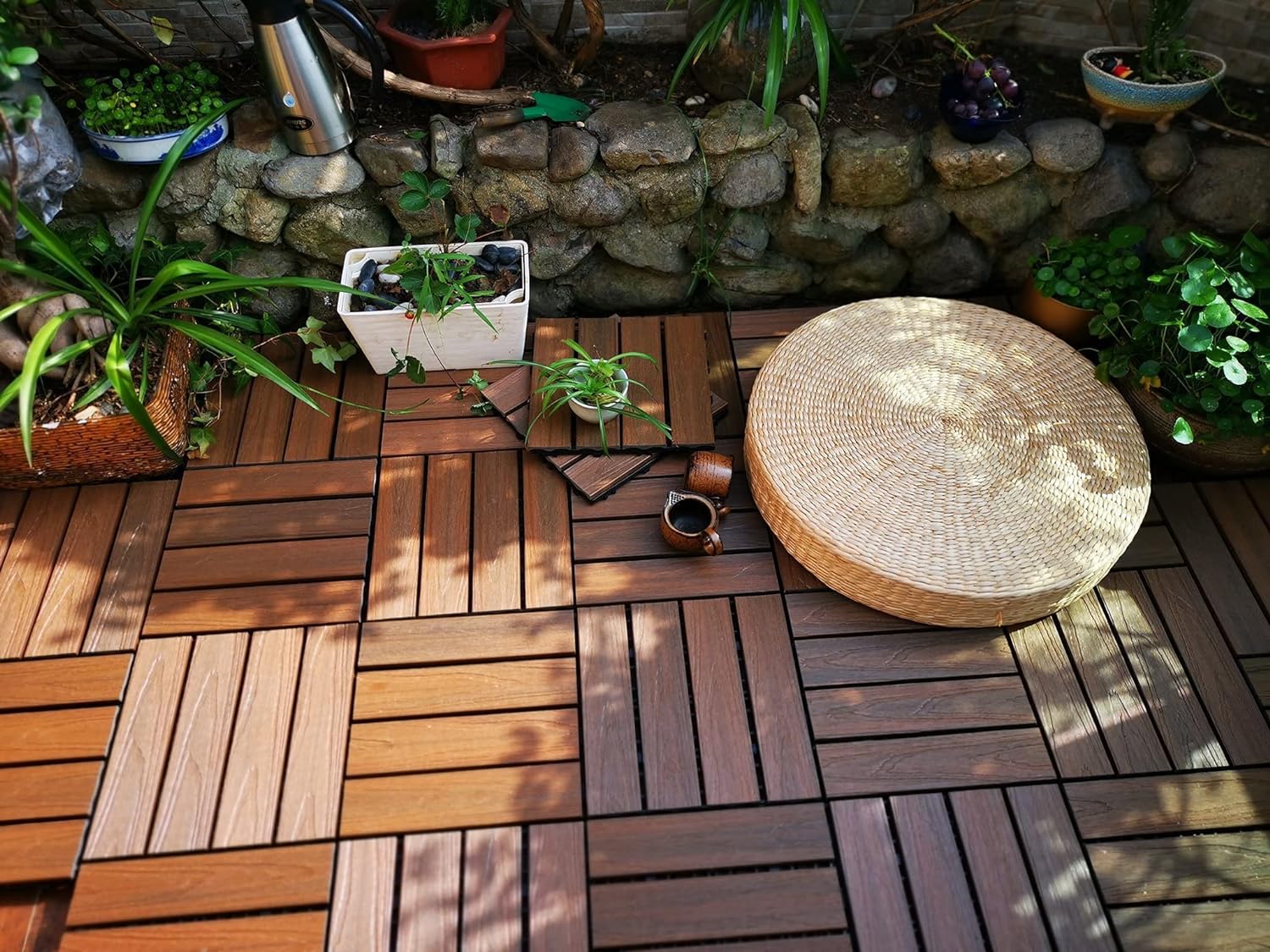 Wood Plastic Interlocking Decking Tiles Design-3 Brown - Image 7