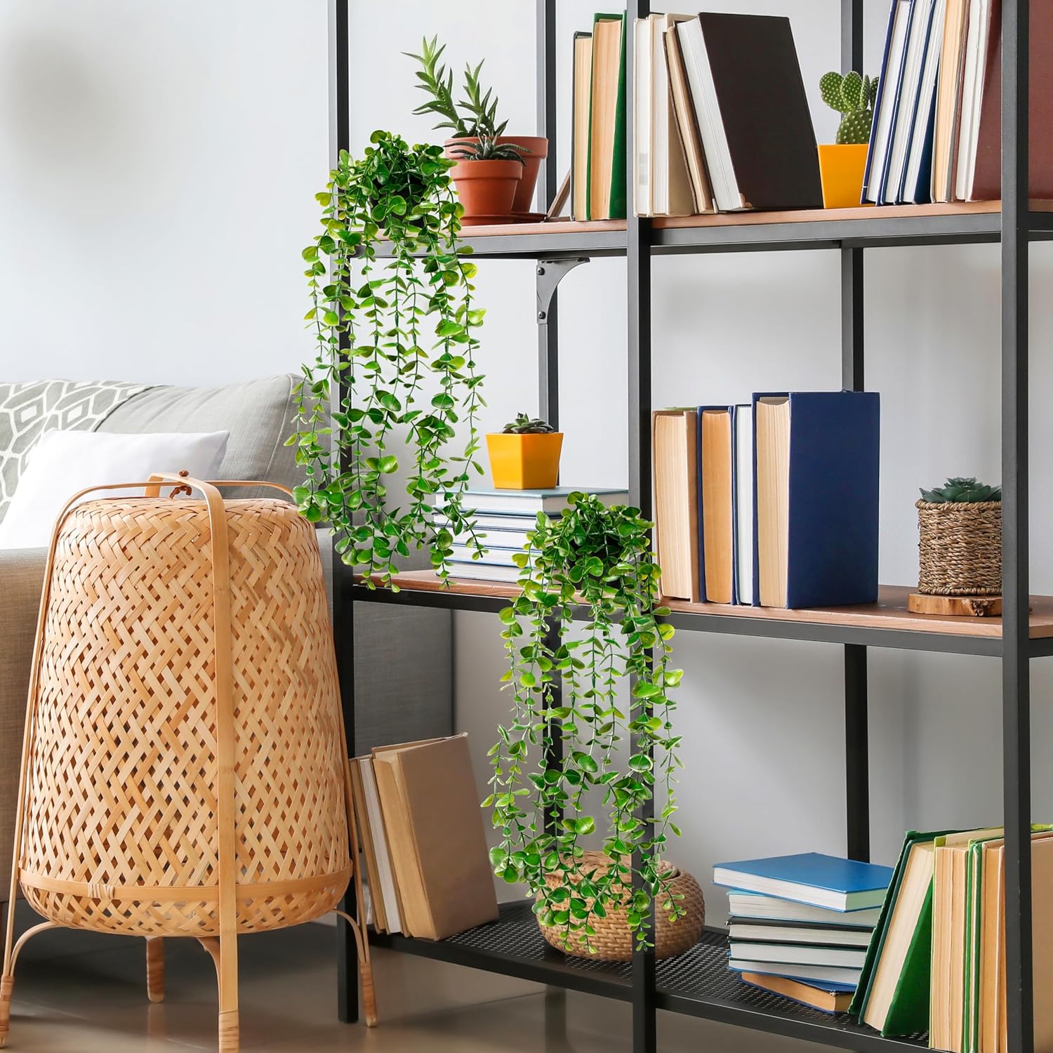 Artificial Hanging Plants In Black Pot H-1 - Image 3