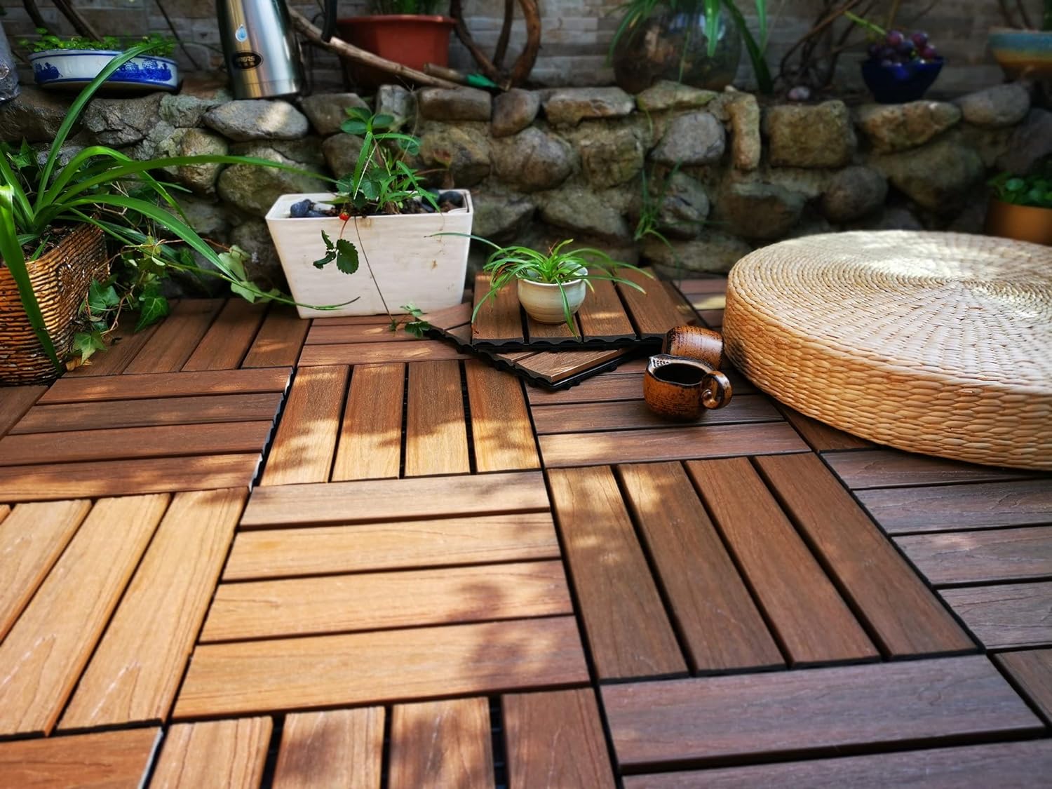 Wood Plastic Interlocking Decking Tiles Design-3 Brown - Image 3