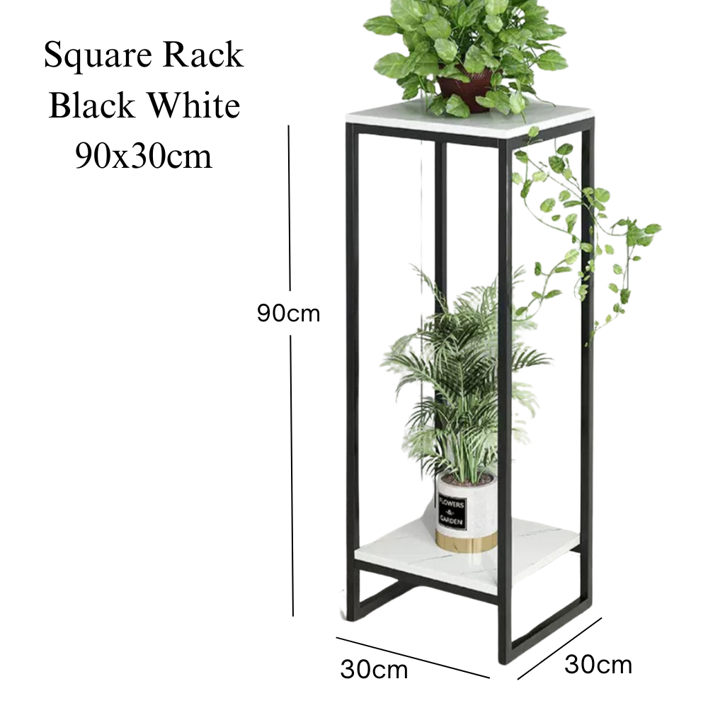 2 tier square plant rack Metal Black Frame - Image 5