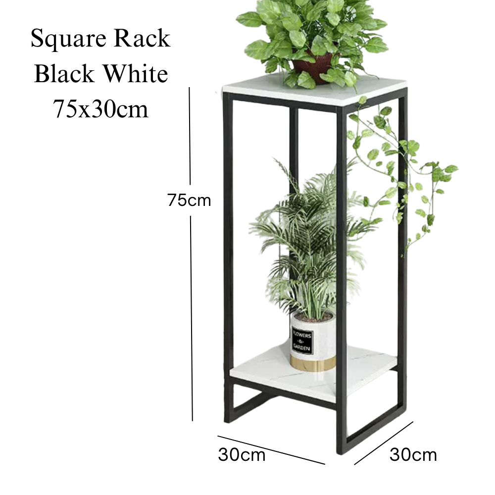 2 tier square plant rack Metal Black Frame - Image 4