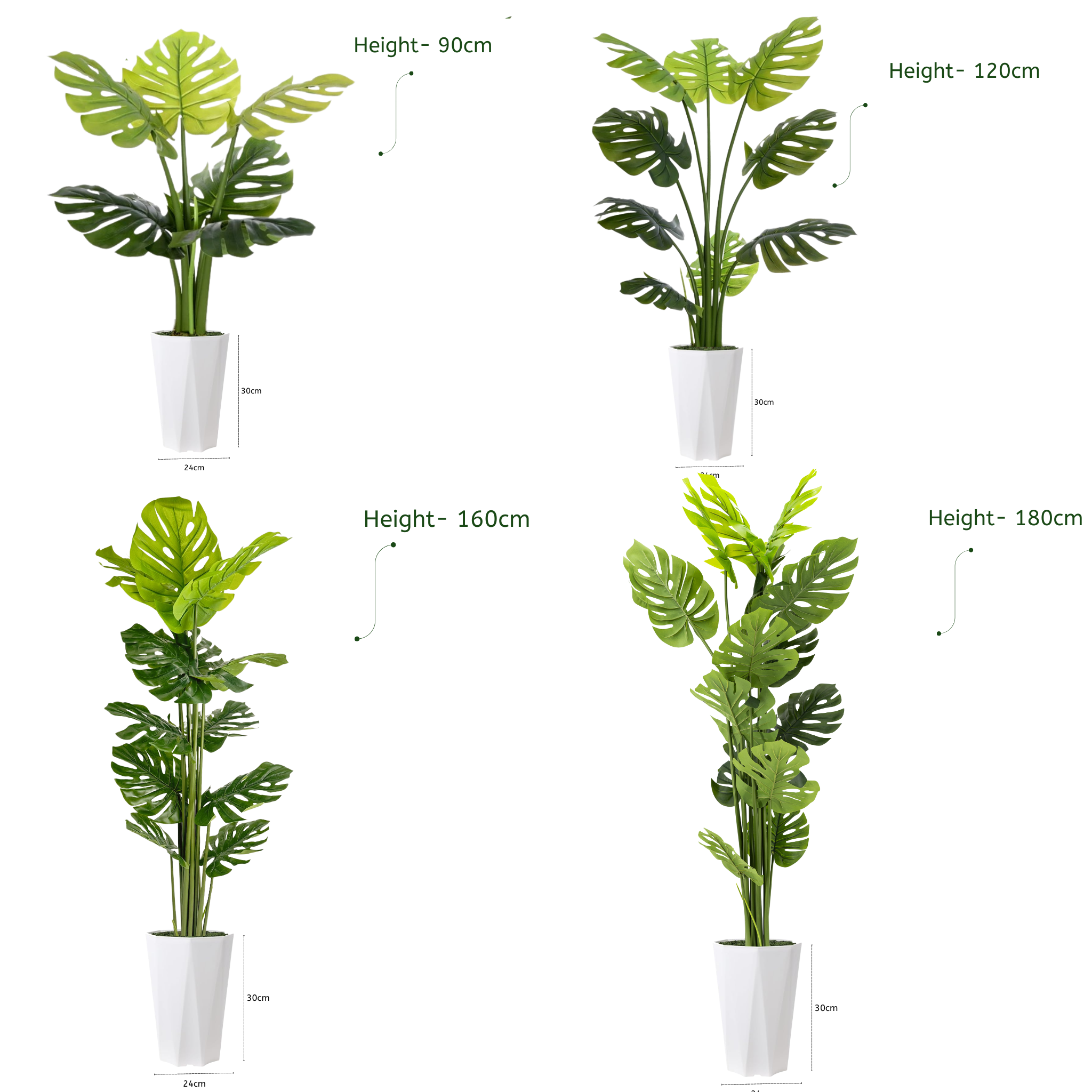 Artificial Monstera Plant With White Pot - Image 2