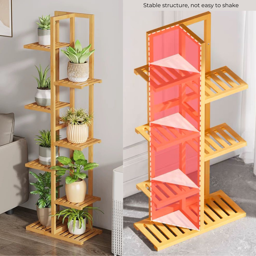 Brown Bamboo Plant Rack 142cm - Image 2