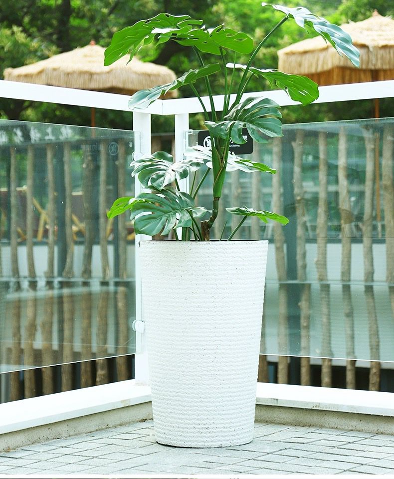 Ellipse Tall Imitation Cement Pot (White) - Image 6