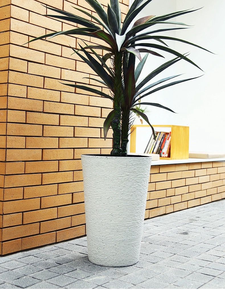 Ellipse Tall Imitation Cement Pot (White) - Image 5