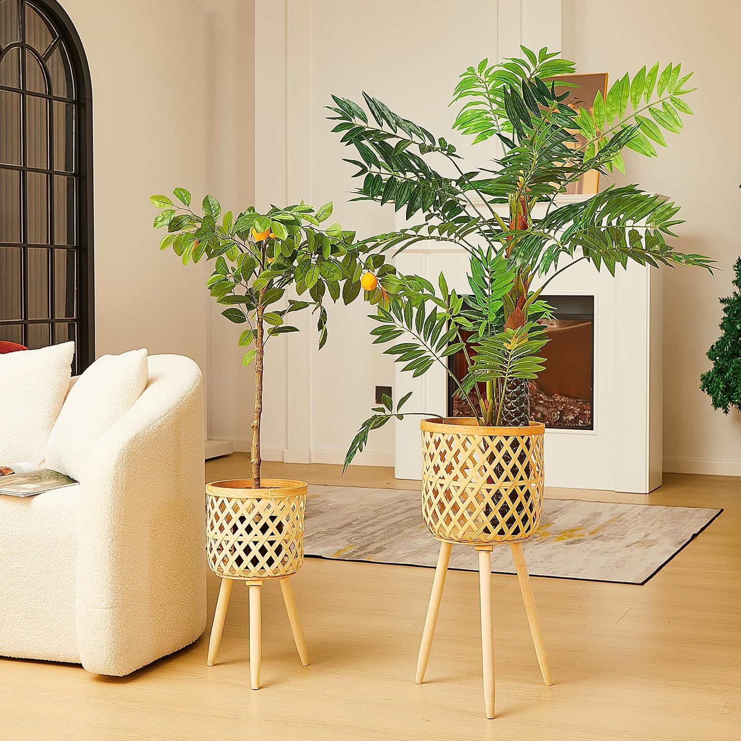 Three Legged Weave Bamboo Basket - Image 7