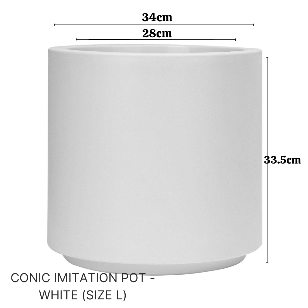 Imitation Round Plant Pot (White) - Image 5