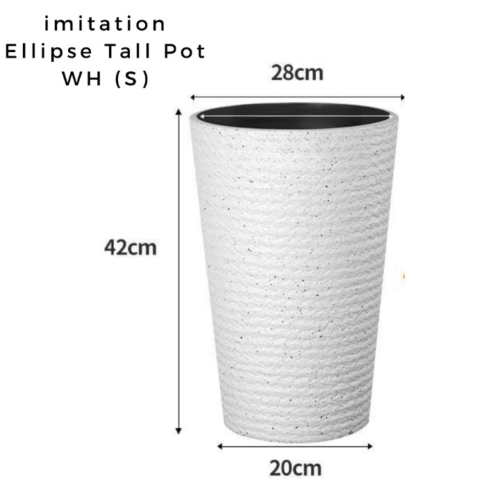 Ellipse Tall Imitation Cement Pot (White) - Image 11