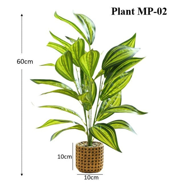Artificial Medium Dracaena Plant - Light Stone Pot (60cm) - Image 2