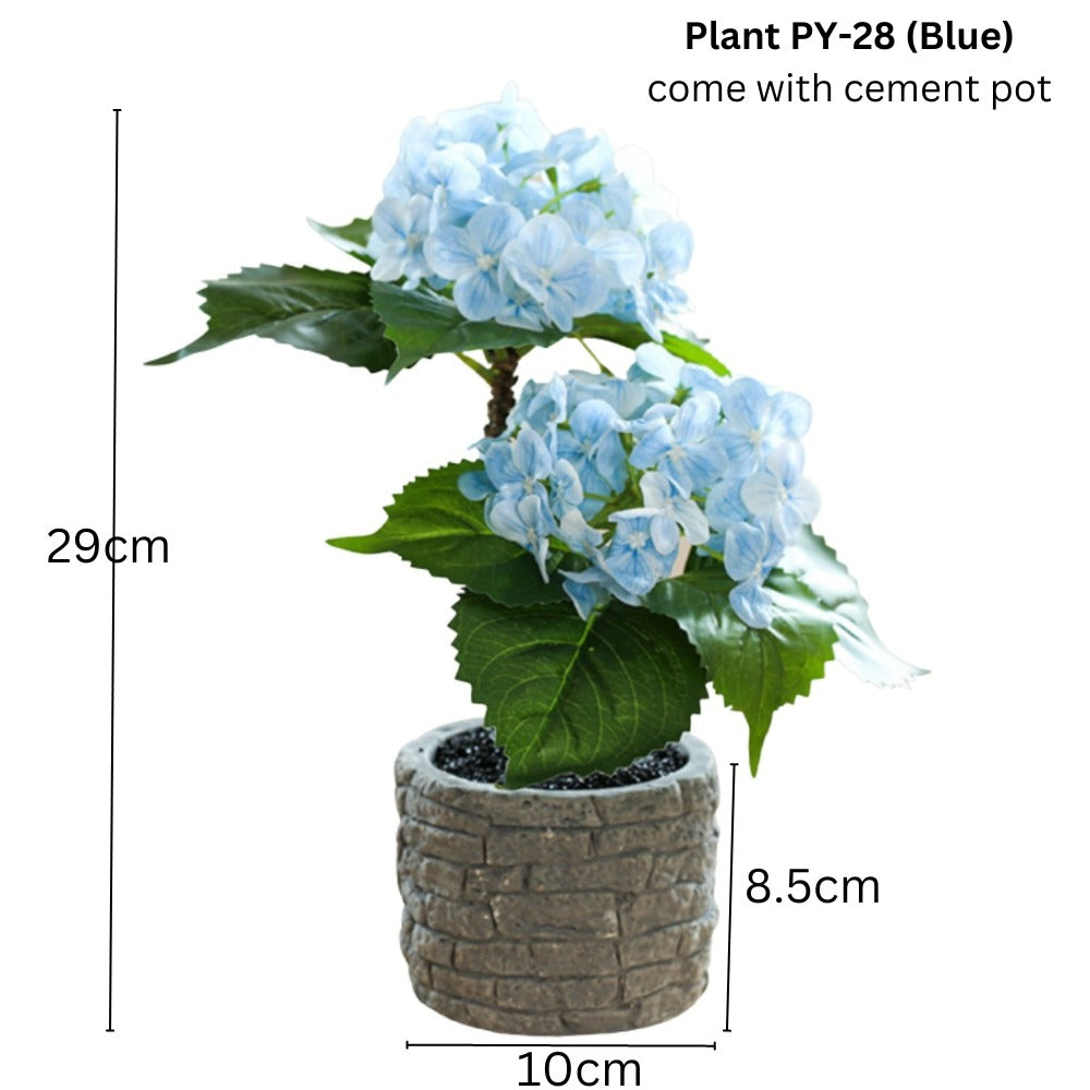 Artificial Hydrangea Flower With Cement Pot (29cm) - Image 2