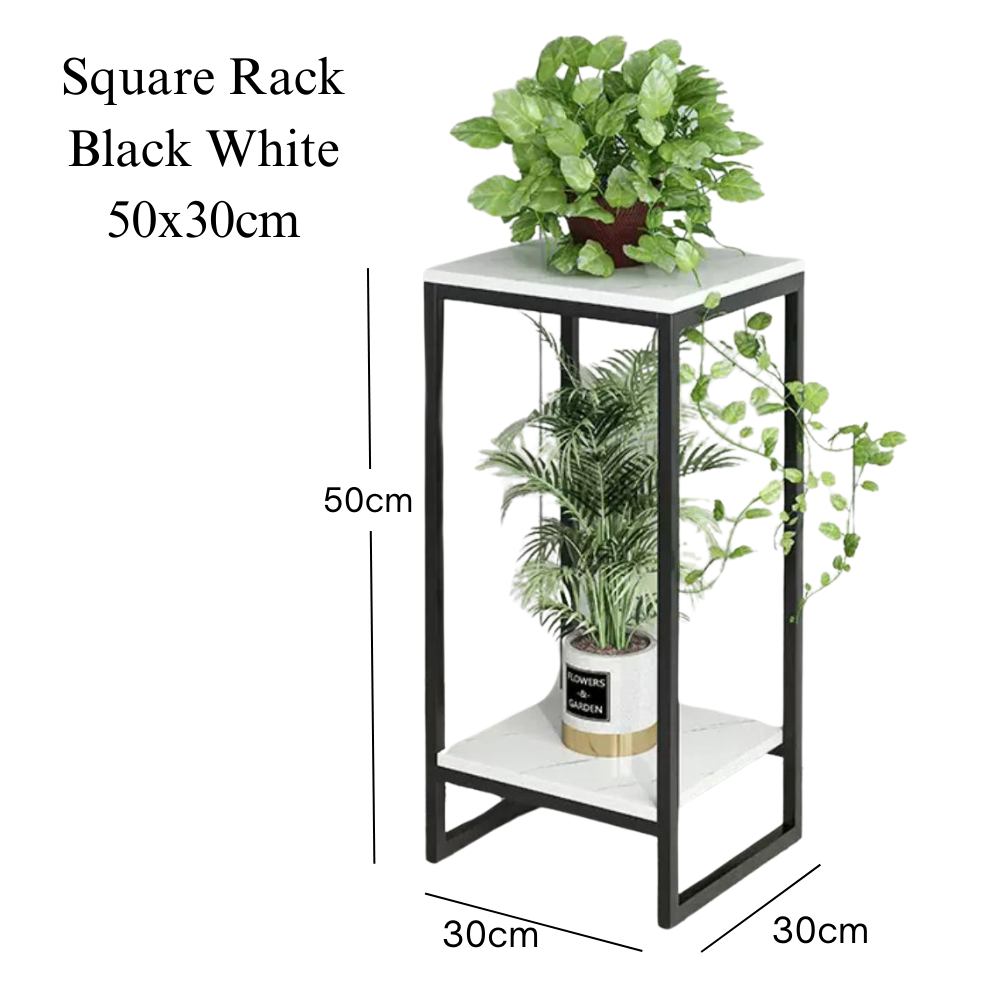 2 tier square plant rack Metal Black Frame - Image 3