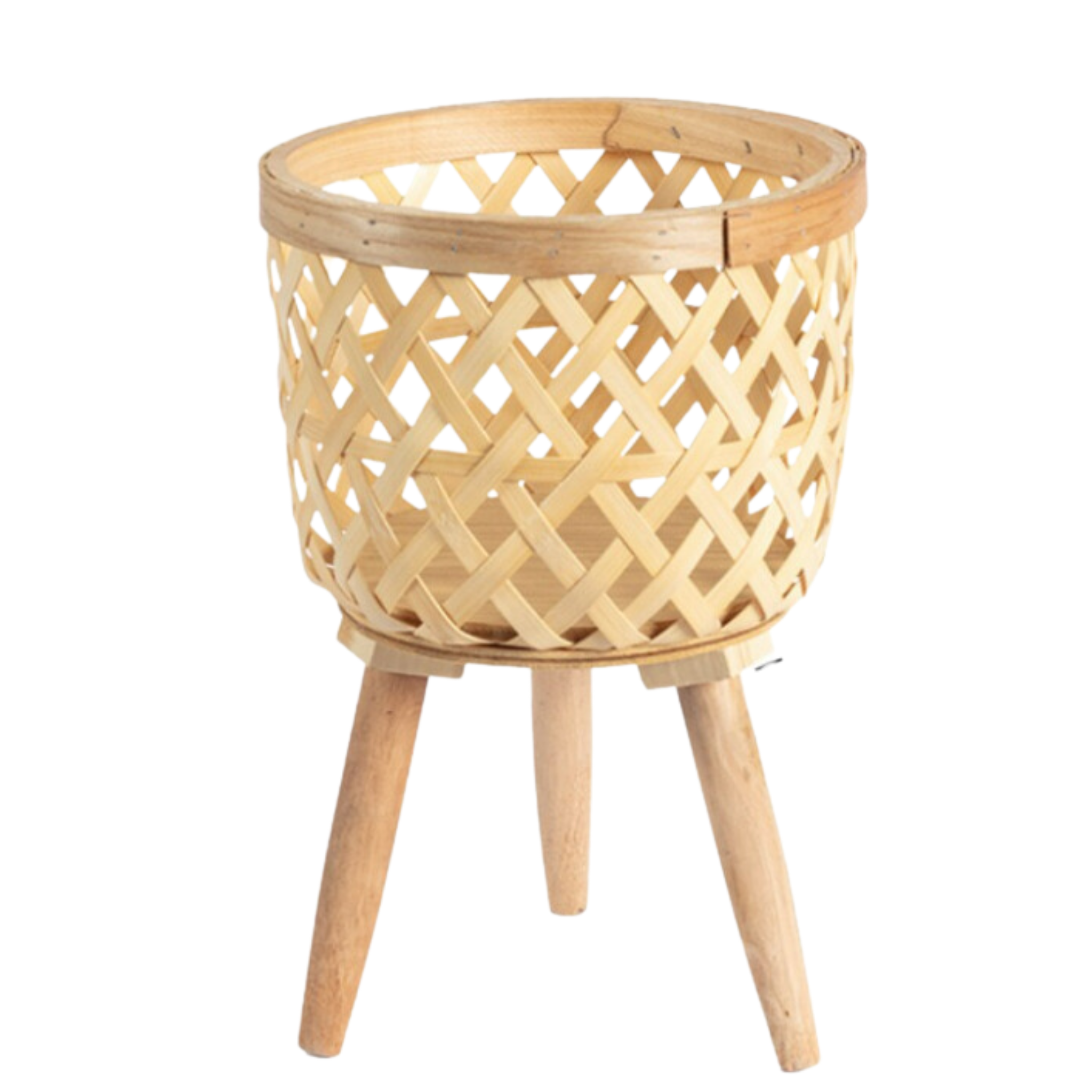 Three Legged Weave Bamboo Basket - Image 9