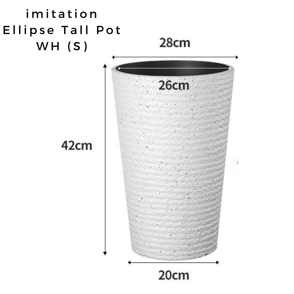 Ellipse Tall Imitation Cement Pot (White) - Image 2
