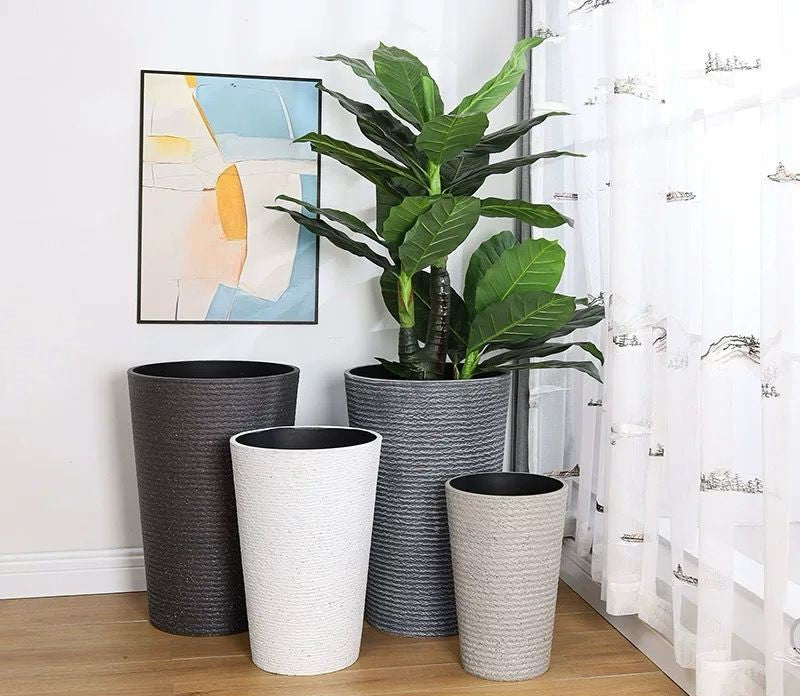 Ellipse Tall Imitation Cement Pot (White) - Image 7