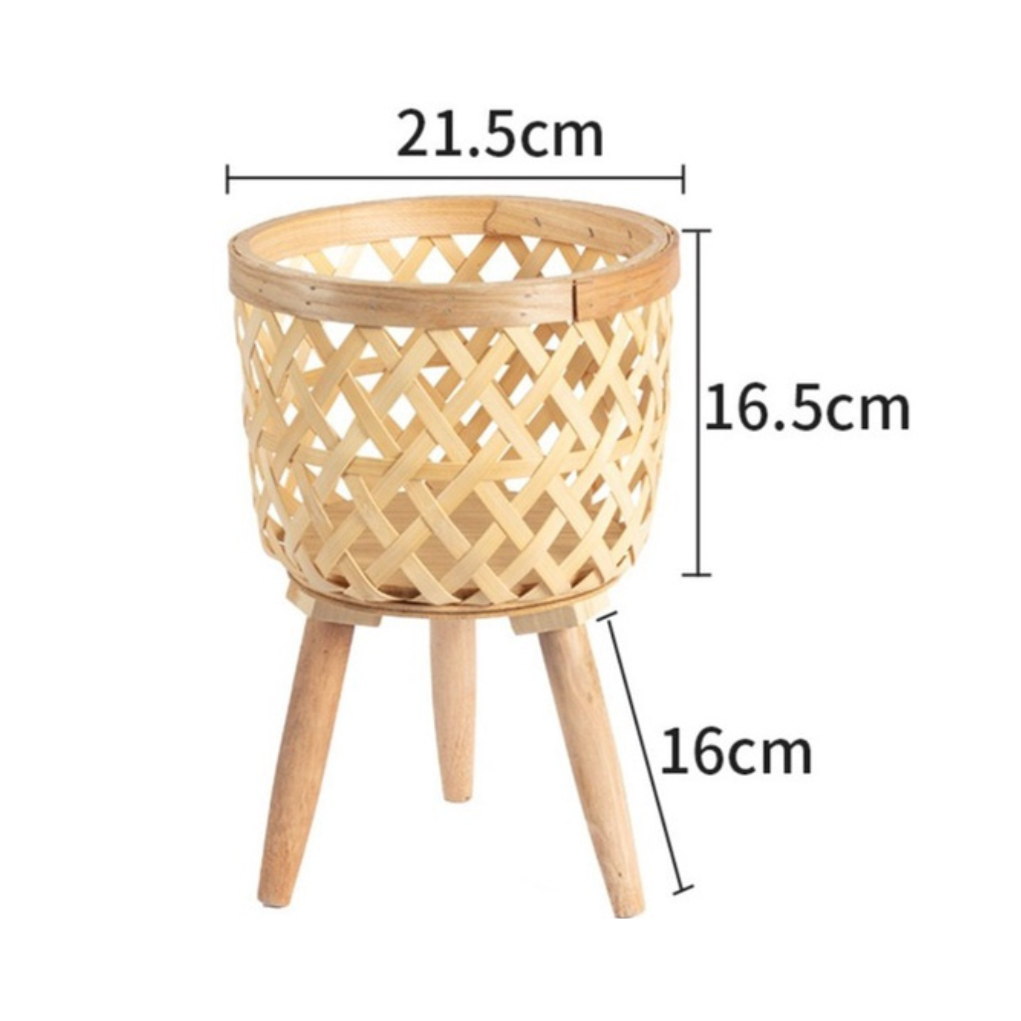 Three Legged Weave Bamboo Basket - Image 2