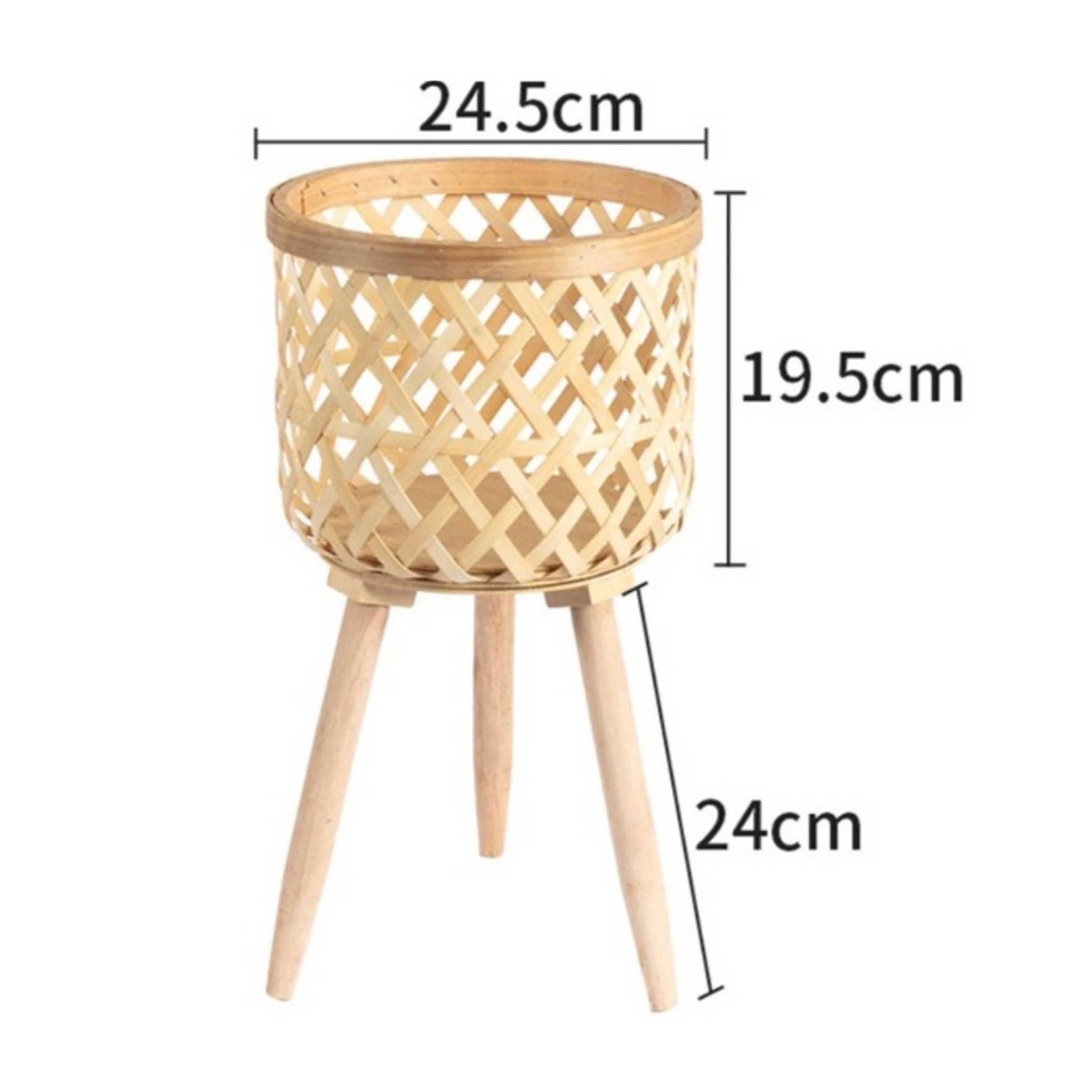 Three Legged Weave Bamboo Basket - Image 3
