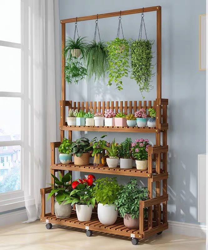 3 Tier Wooden plant rack 186cm Tall - Image 2