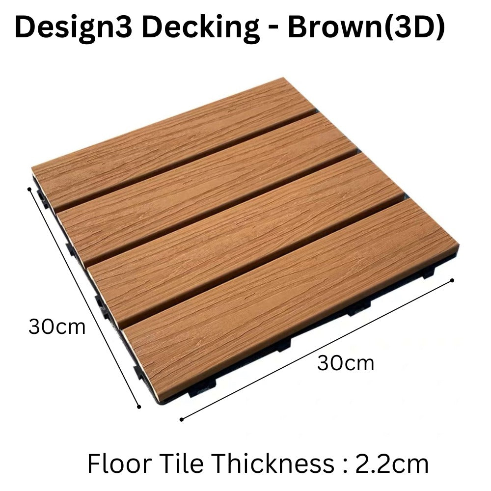 Wood Plastic Interlocking Decking Tiles Design-3 Brown - Image 5