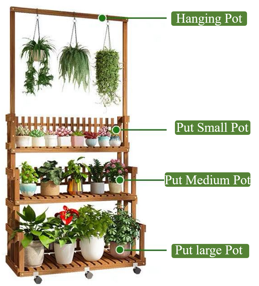 3 Tier Wooden plant rack 186cm Tall - Image 3