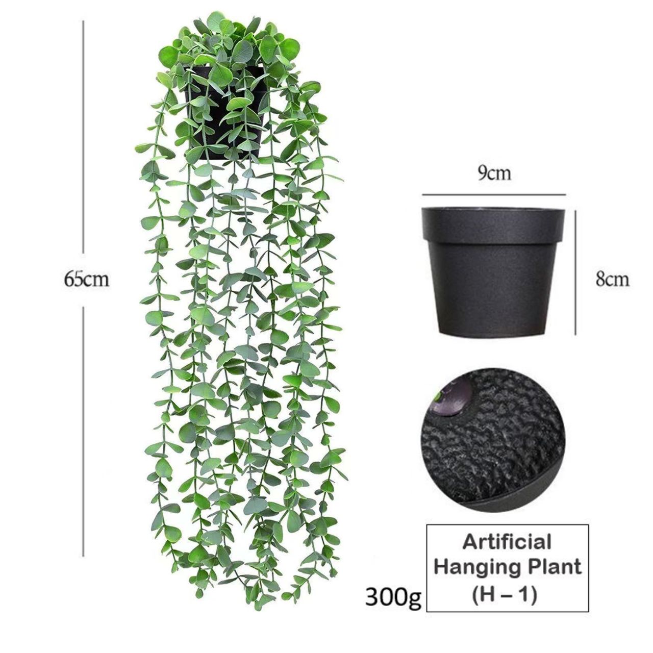 Artificial Hanging Plants In Black Pot H-1 - Image 5