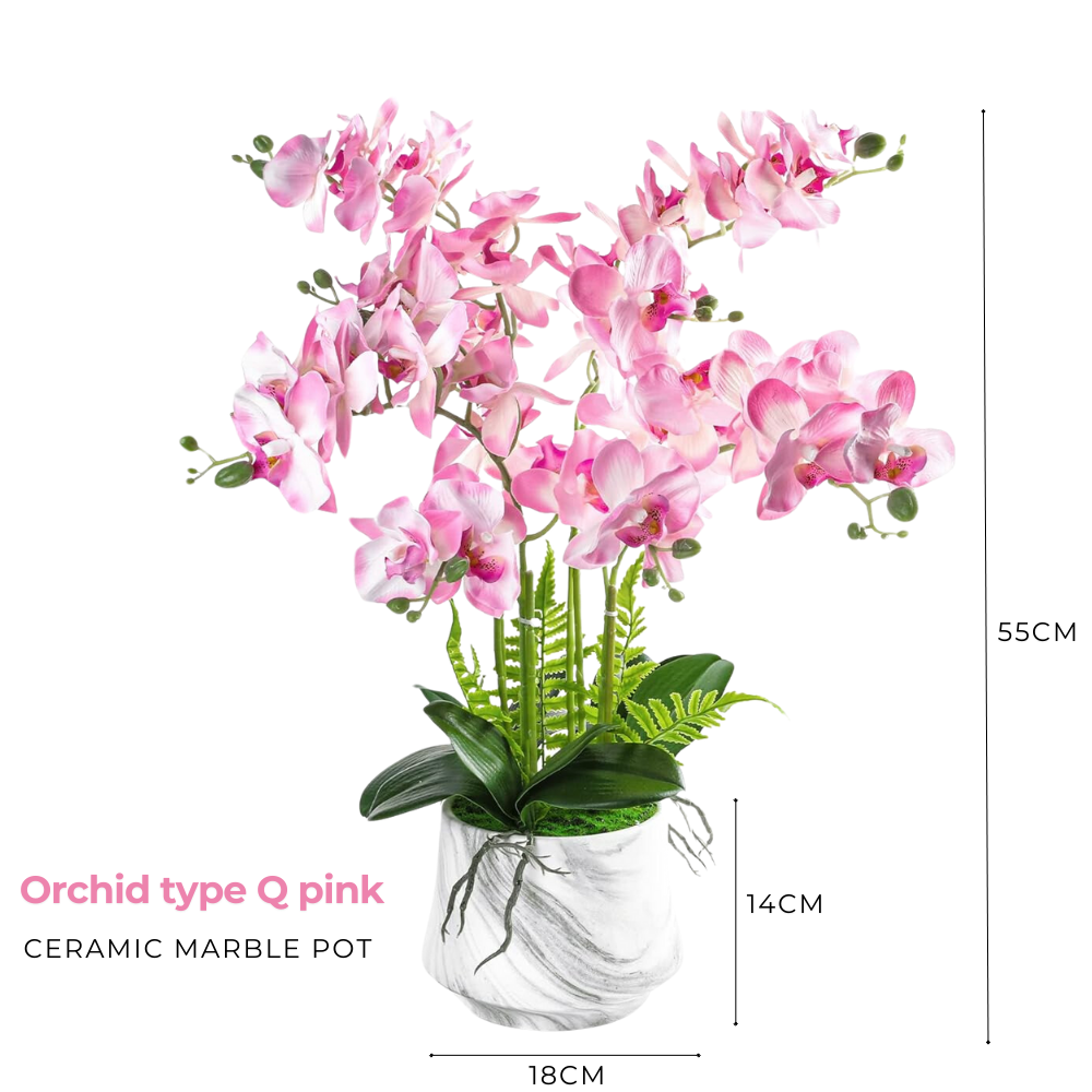 Artificial Orchid 4 Stalks in Marble Ceramic Pot - Image 7