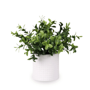 Artificial Small Eucalyptus Table Plant in White Pulp Pot
